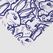 Navy Blue White Rabbit Bunny Large Pattern Tissuepapier (Detail)