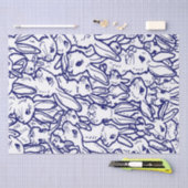 Navy Blue White Rabbit Bunny Large Pattern Tissuepapier (Craft)