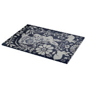 Navy Blue White Rabbit Floral Folk Scandinavian Snijplank (Hoek)