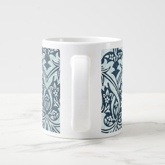 Navy Blue White Rabbit William Morris Coffee Mok (Achterkant)