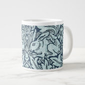 Navy Blue White Rabbit William Morris Coffee Mok (Voorkant rechts)