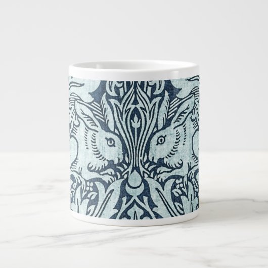 Navy Blue White Rabbit William Morris Coffee Mok (Voorkant)