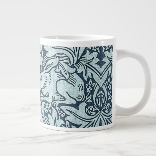 Navy Blue White Rabbit William Morris Coffee Mok (Rechts)