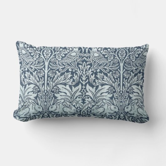 Navy Blue White Rabbit William Morris Kussen (Voorkant)