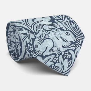 Navy Blue White Rabbit William Morris Stropdas