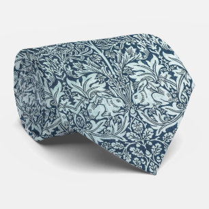 Navy Blue White Rabbit William Morris Stropdas