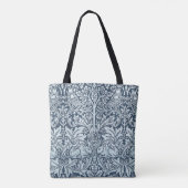 Navy Blue White Rabbit William Morris Tote Bag (Achterkant)