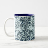 Navy Blue White Rabbit William Morris Tweekleurige Koffiemok (Links)