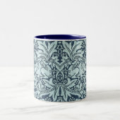 Navy Blue White Rabbit William Morris Tweekleurige Koffiemok (Center)