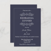 Navy Blue & White Rehearsal Dinner Invitations Kaart (Voorkant / Achterkant)