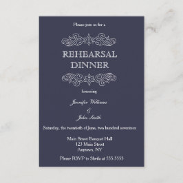 Navy Blue & White Rehearsal Dinner Invitations Kaart