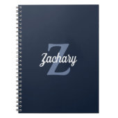Navy Blue White Retro Monogram op maat Notitieboek (Voorkant)