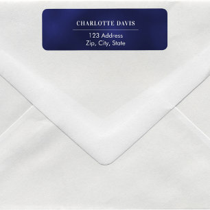 Navy blue white return address etiket