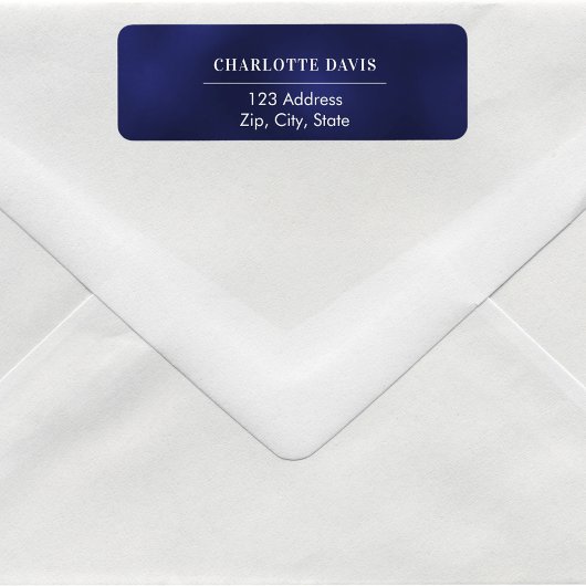 Navy blue white return address etiket