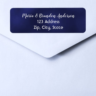 Navy blue white return address etiket