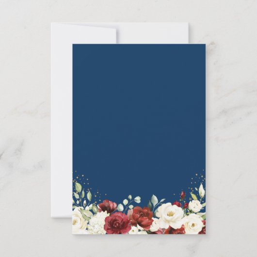 Navy Blue White Rose Floral Trendy Wedding Save The Date (Achterkant)
