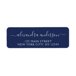 Navy Blue White Script Typography Wedding Event Etiket