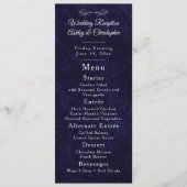 Navy Blue White Script Wedding Reception Menu (Voorkant)
