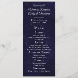 Navy Blue White Script Wedding Reception  Menu