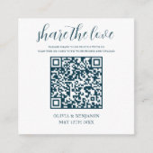Navy Blue | White Share The Love QR-code Informatiekaartje (Voorkant)