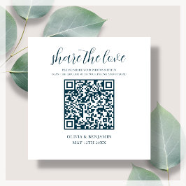 Navy Blue | White Share The Love QR-code Informatiekaartje