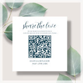 Navy Blue | White Share The Love QR-code Informatiekaartje