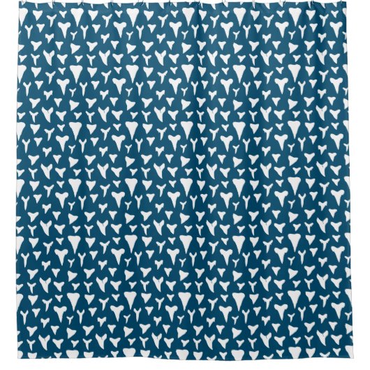 Navy Blue White Shark Teeth Pattern Shark ThACHT Douchegordijn (Voorkant)
