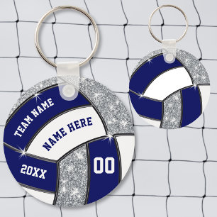 Navy Blue, White, Silver, Volleyball Gifts in Bulk Sleutelhanger