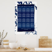 Navy Blue, White & Silver - Zitkaart Poster (Keuken)