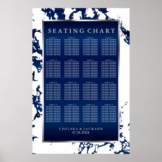 Navy Blue, White & Silver - Zitkaart Poster (Voorkant)