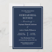 Navy Blue White Simple Elegant Rehearsal Dinner Kaart (Voorkant)