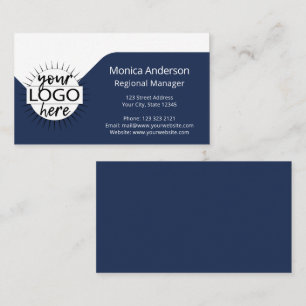 Navy Blue White Simple Modern Professional Visitekaartje