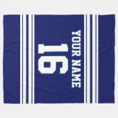 Navy Blue White Sports Jersey Fleece Deken (Voorkant (Horizontaal))
