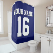 Navy Blue White Sports Jersey Team Jersey Douchegordijn (In situ)