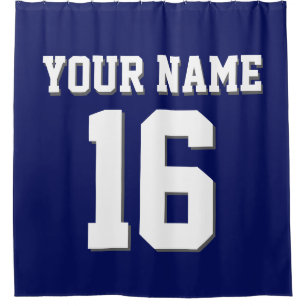 Navy Blue White Sports Jersey Team Jersey Douchegordijn