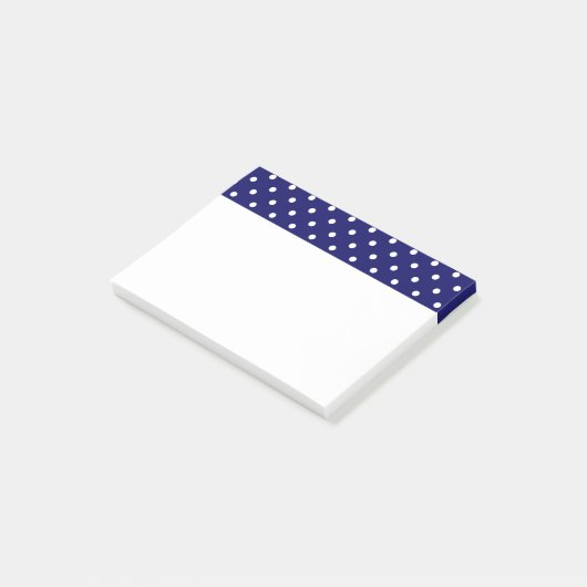 Navy Blue White Spotty Polka Dot Pattern Post-it® Notes (Schuin)