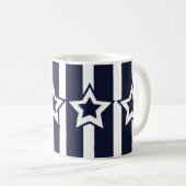 Navy Blue White Star Stripes Koffiemok (Voorkant rechts)