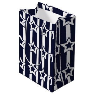 Navy Blue White Star Stripes Medium Cadeauzakje