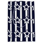 Navy Blue White Star Stripes Medium Cadeauzakje (Voorkant)