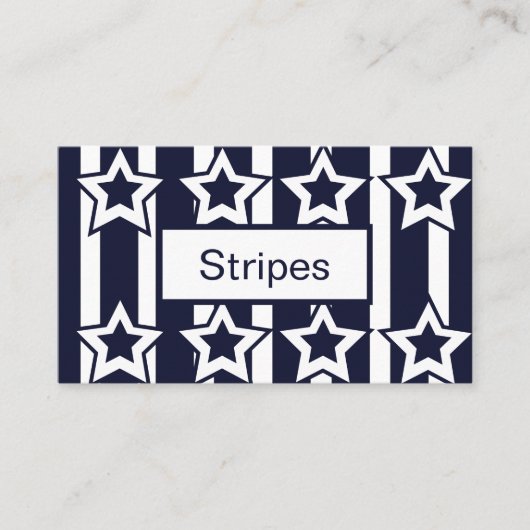 Navy Blue White Star Stripes Visitekaartje (Voorkant)