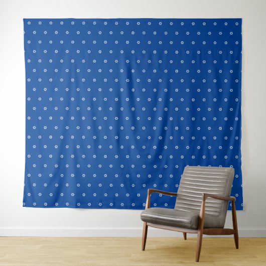 Navy Blue White Star van David Pattern achtergrond Wandkleed (In Situ (horizontaal))