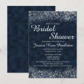 Navy Blue White Stardust Bridal Shower Kaart (Voorkant / Achterkant)