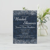 Navy Blue White Stardust Bridal Shower Kaart (Staand voorkant)