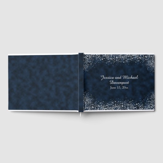 Navy Blue White Stardust Wedding Guestbook Gastenboek (Volledig)