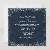 Navy Blue White Stardust Wedding Invitation Square Kaart (Voorkant)