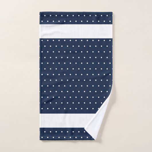 Navy Blue White Stippen Pattern Stripes Bad Handdoek (Handdoek)