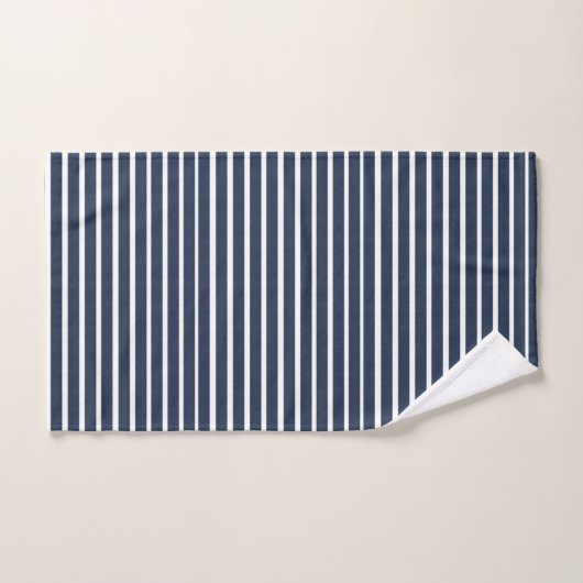 Navy Blue White Stripe Beach House Bad Handdoek (Handdoek)