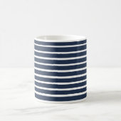Navy Blue White Stripe Beach House Koffiemok (Center)