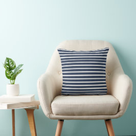 Navy Blue White Stripe Beach House Kussen