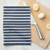 Navy Blue White Stripe Beach House Theedoek (Quarter Fold)